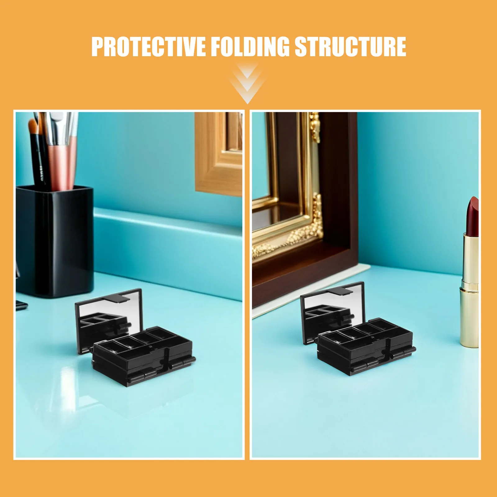 2Pcs Compact Folding Makeup Palette Portable Travel Empty Organizer Tray Mirror Multi Layer Eyeshadow Blush Highlighter