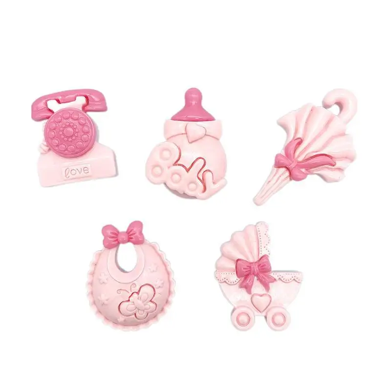 10pcs Mini Kawaii Cartoon Pink Baby Car Resin Flat Back Cabochons Scrapbook Diy Party Hairpin Accessories Home Decoration Craft