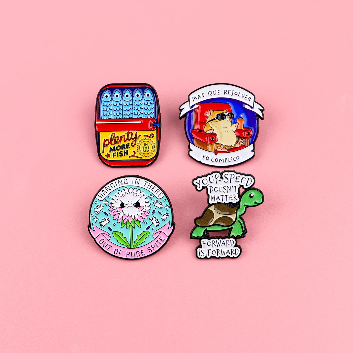 Sardine Enamel Pin Cute Turtle Hamster Brooch Lapel Badge for Backpacks Hats Bags Inspirational Jewelry Gift for Friends