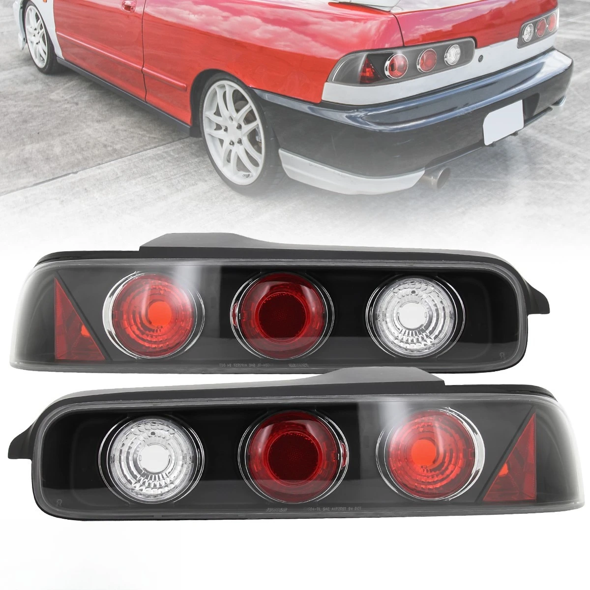 

Black Tail Lights Fits 1994-2001 Acura Integra 2Dr Rear Brake Lamps Left+Right