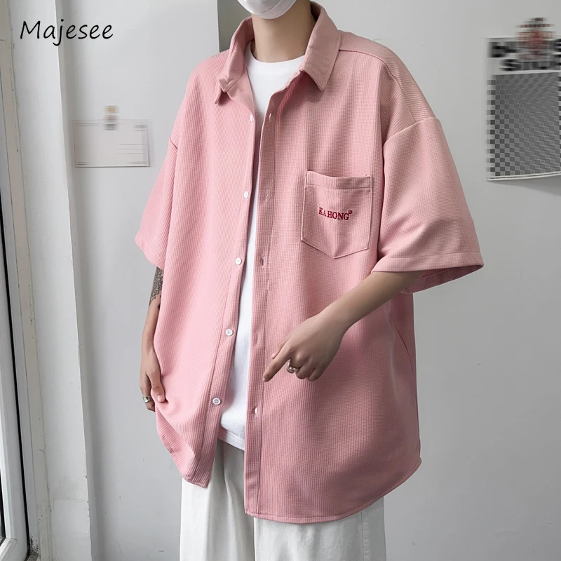 

Colorful Shirts Men Half Sleeve Summer Japanese Style Outdoor Stylish Solid Temperament Hipster Slouchy Cozy Daily Simple Retro