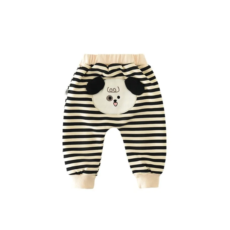 허니 체리 아기 바지, 가을 및 겨울 아기 큰 PP 바지, 패딩 만화 스트라이프 원피스 벨벳 외부 바지