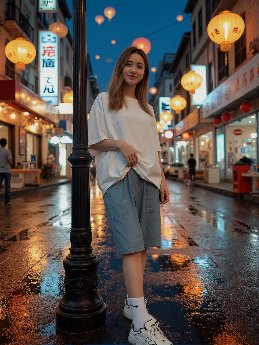 Pantaloncini per coppie a gamba larga Abbigliamento da spiaggia oversize in cotone e lino da donna Traspirante Leggero Comodo Patchwork per le vacanze Estate Carino