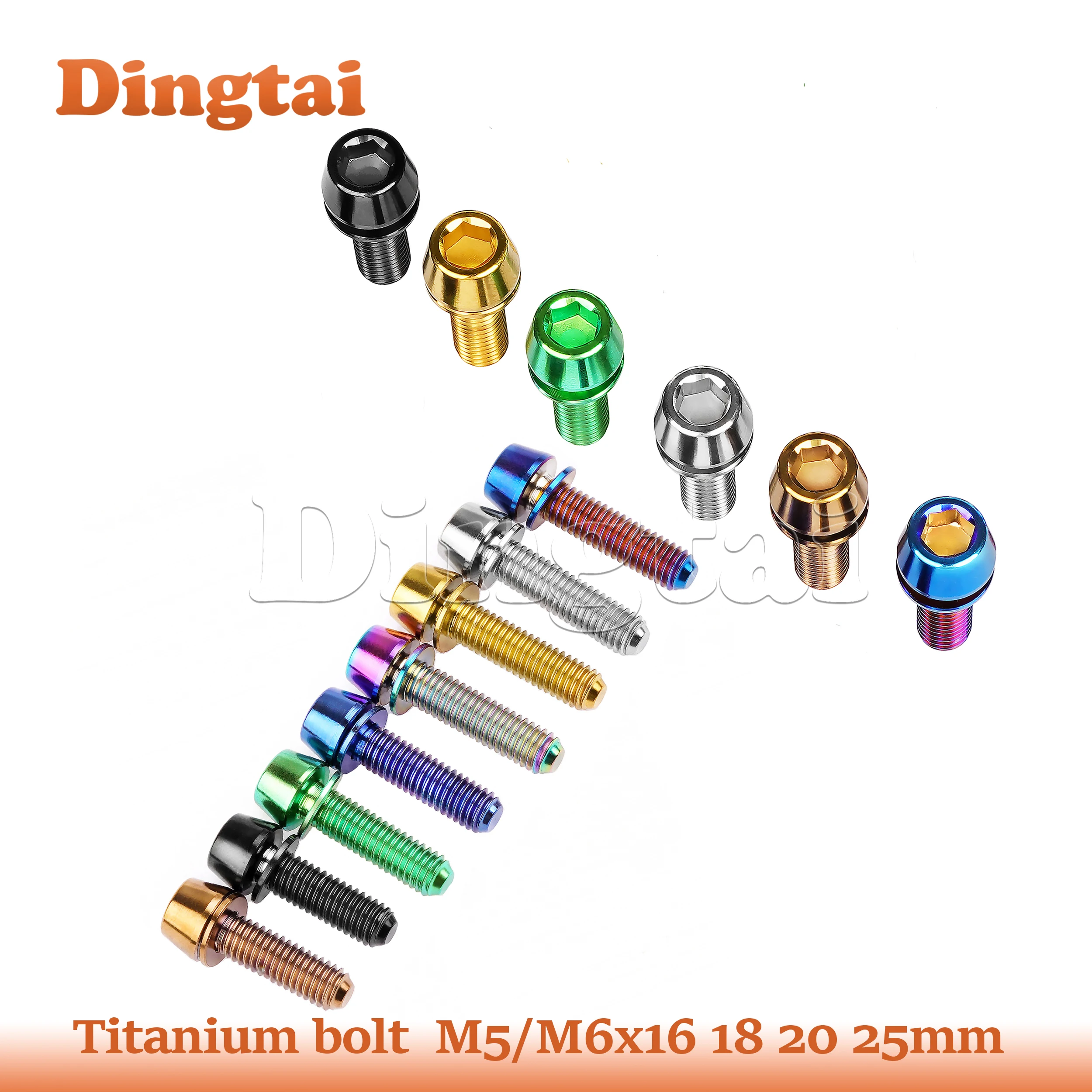 Dingtai Titanium Bolt M5/M6x16 18 20 25mm Cone Head with Gasket Washer Bicycle Stem Screws