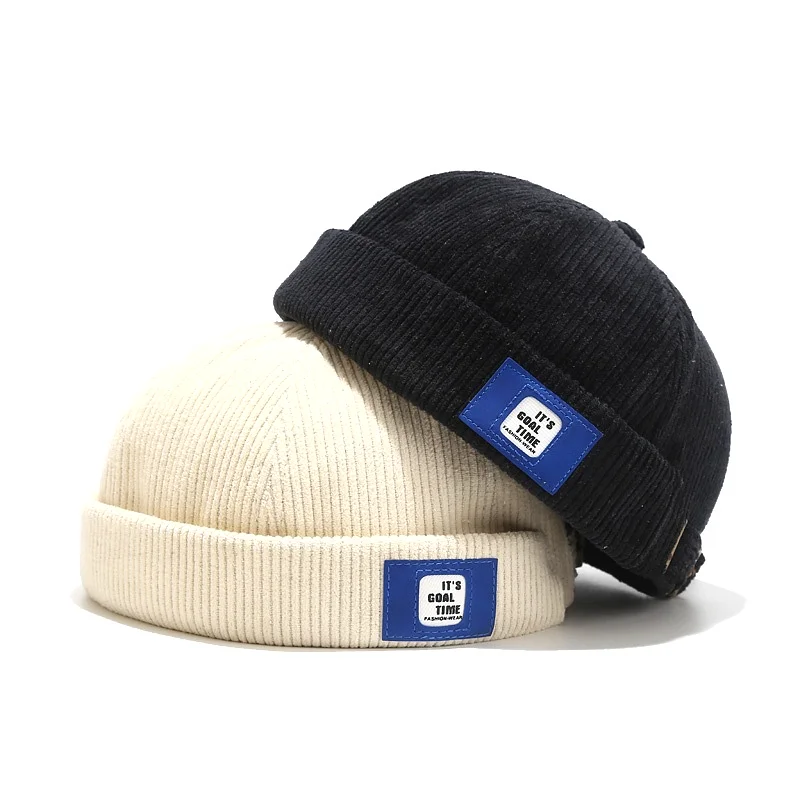 Bonnet Docker vintage sans visière unisexe, casquette hip hop, chapeau de marin monochrome, bonnet en coton réglable, printemps et été