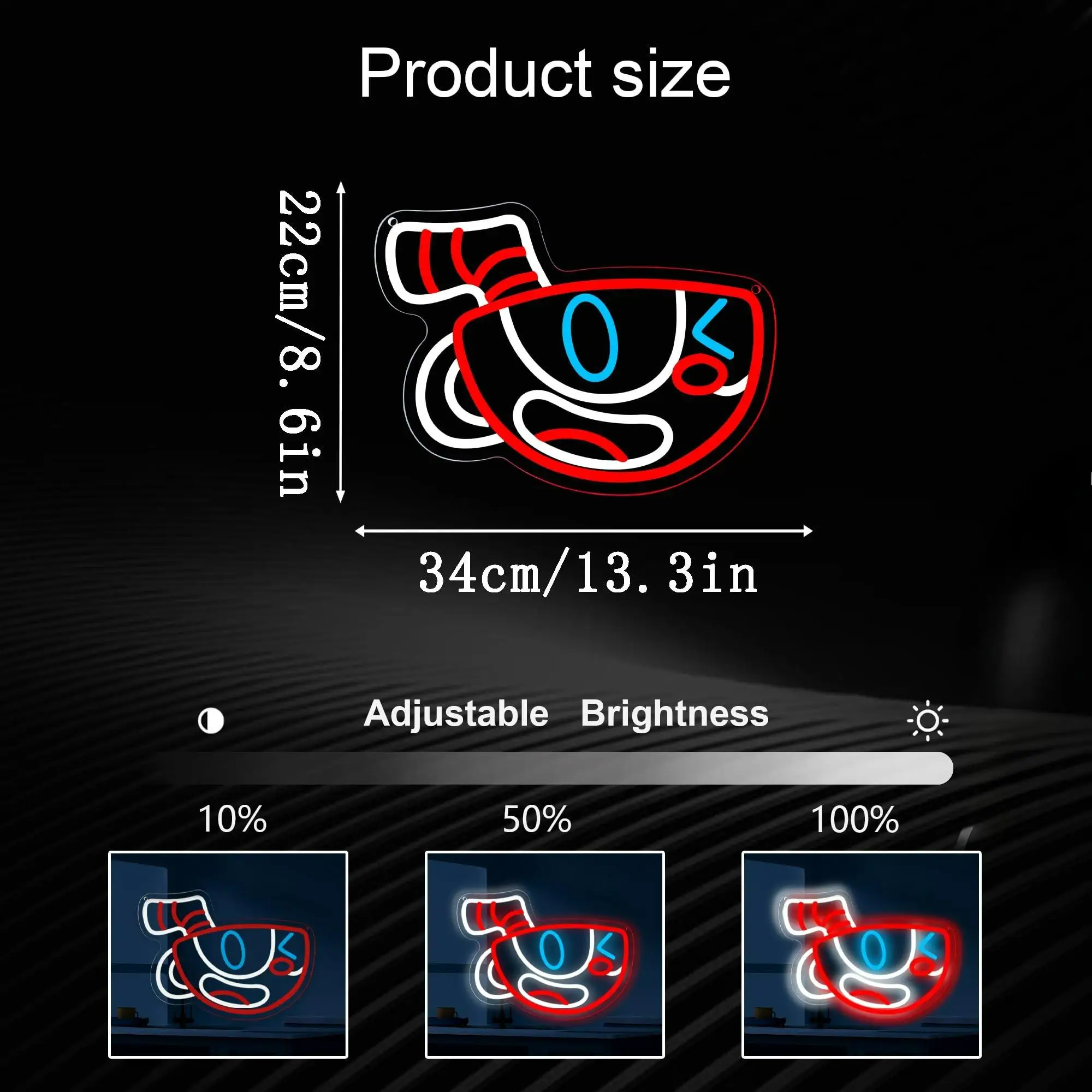 Cuphead-letreros de neón de Anime para decoración de pared, figura regulable, letrero de juego Mugman para hombre, cueva, habitación de niños, dormitorio, Bar, regalos de cumpleaños