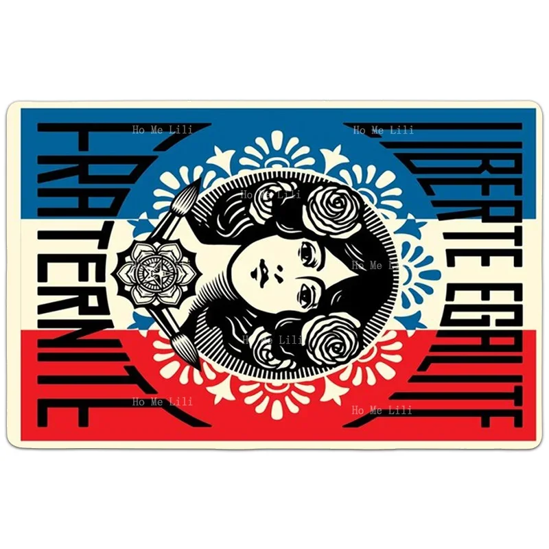 Shepard Fairey Liberty Equality Fraternity 20th Century Housewarming Gift Non Slip Flannel Floor Rugs By Ho Me Lili