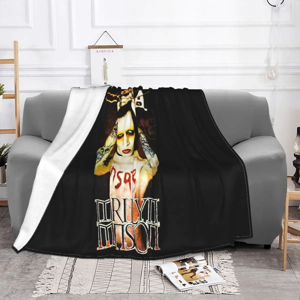 2002 Marilyn Manson Vintage Reprinted Black Unisex Cotton S 234Xl Bc218 Throw Blanket