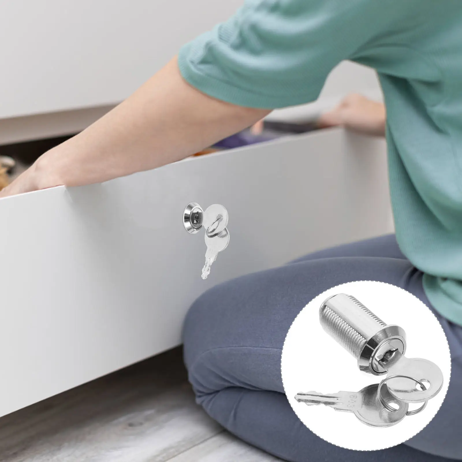 1Set Drawer Lock Head File Cabinet Lock Metal Rotating Office Drawer Locks with Keys Cable Locks with Keys