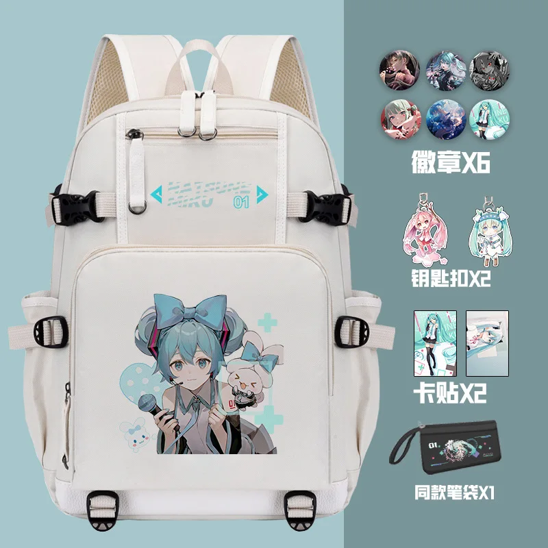 Hatsune Miku Girls Cartoon Creative School Bag Student Kids Large Capacity Kawaii Printing Backpack Anime Stationery Gift