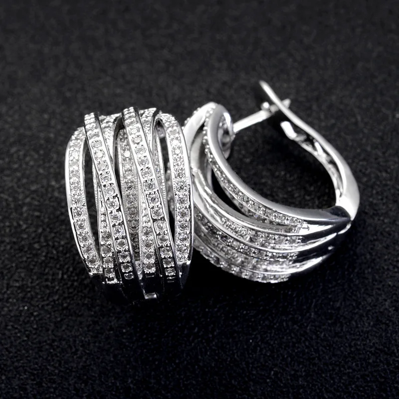 14K Gold Valuable High Carbon Diamond Hoop Earring Party Wedding Earrings for Women Bridal Engagement Jewelry Gift - view 2