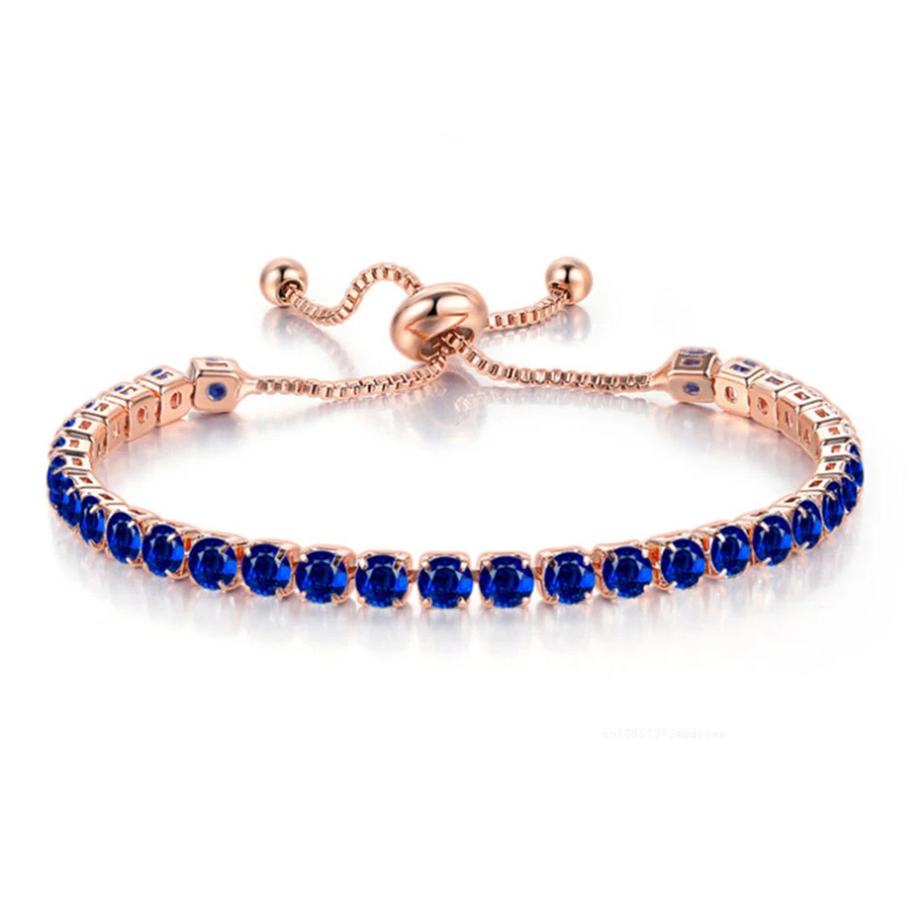 Pulseira push-pull de cristal brilhante para mulheres, pulseiras de tênis multicoloridas, joias simples ajustáveis, acessórios para festa de casamento