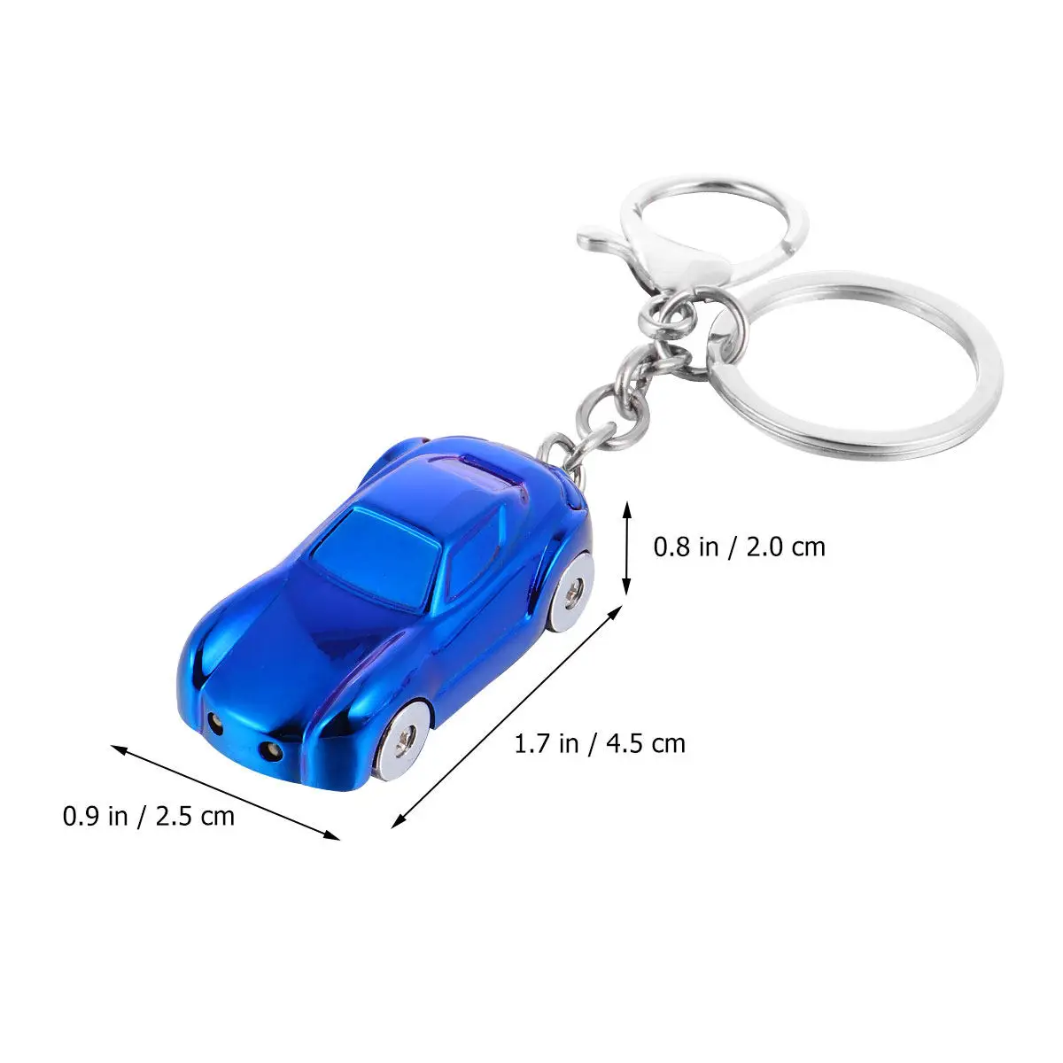 LED Luminous Keychains Car Shape Blue Stylish Key Ring Glowing Pendant Key Decoration Button Battery Car Shape Keychains