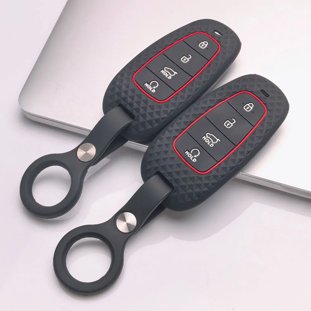 Key Fob Cover for Hyundai Tucson Elantra Kona Santa Fe with Keychain Anti-Scratch Shockproof Soft Grip Button Friendly New