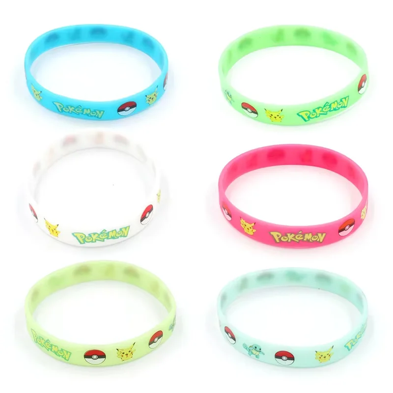 Pokemon Bracelet Anime Pocket Pikachu Noctilucent Cartoon Silicone Wristband Bracelets Party Gifts Cosplay Accessoires Toys