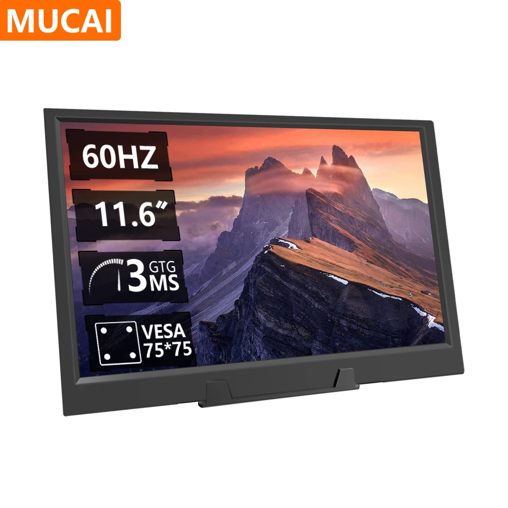 

3,5-дюймовый портативный монитор MUCAI 16:9 60 Гц, игровой экран 11,6 NTSC 250Cd/m ², ноутбук Mac Xbox PS4/5, дисплей с переключателем, интерфейс Type-c