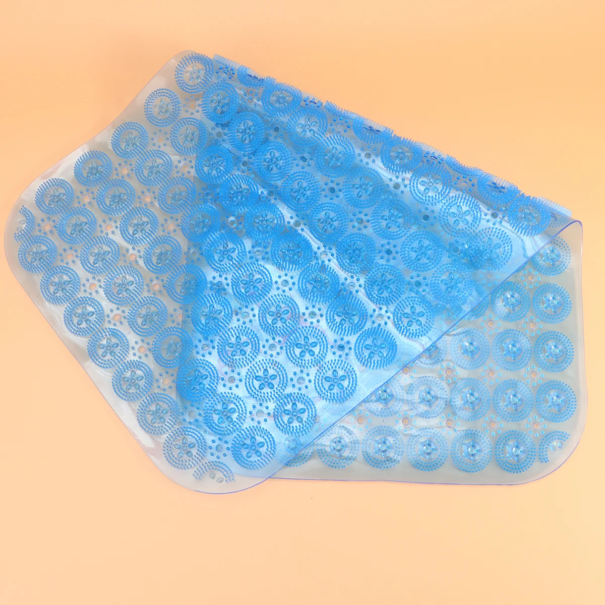 

PVC Blue Anti-Slip Bath Mat with Strong Suction Cups Textured Surface for Safe Bathroom Shower Bathtub Rug Non-Slip Floor Mat