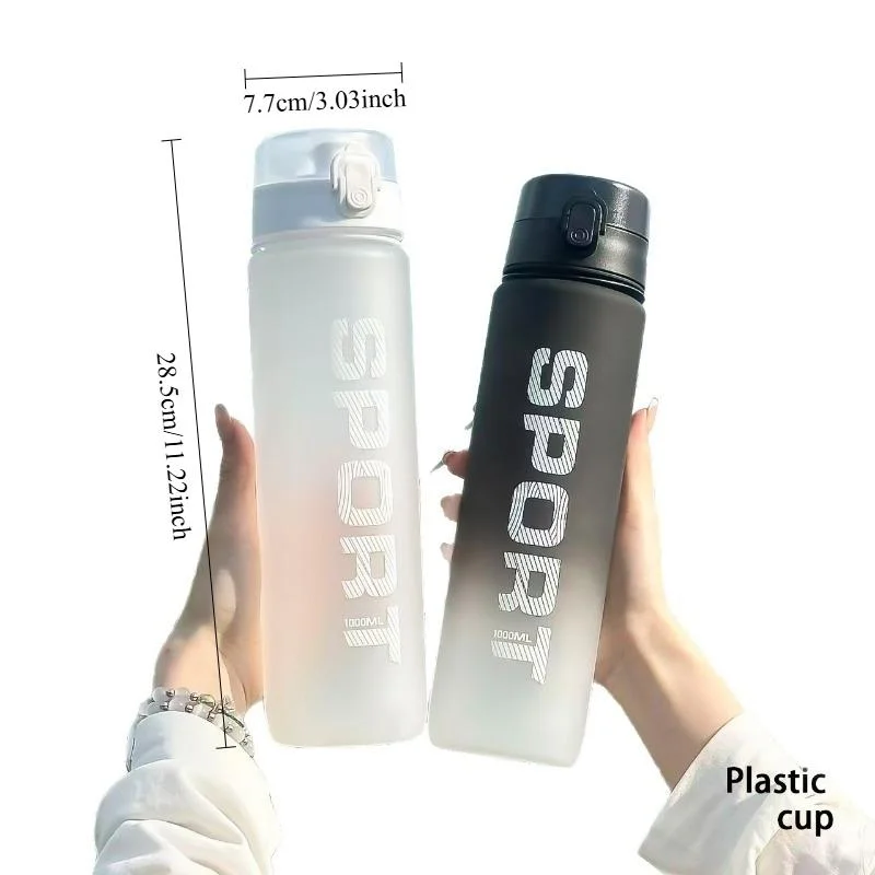 1000ml large capacity sports water bottle for men fitness plastic space cup student outdoor portable leak-proof grab-and-go cup