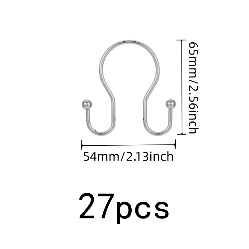 27 pcs Silver Double Ear Shower Rings, Easy to Hang, Smooth Sliding, for Bathroom and Hotel Shower Rods