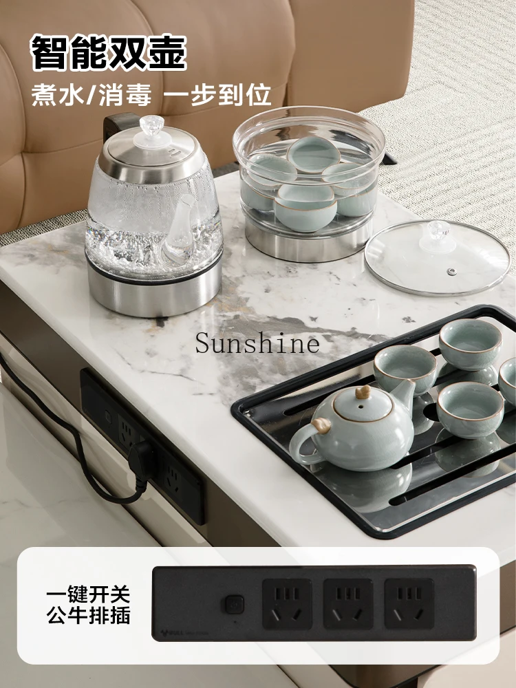 Kettle integrated embedded tea table movable tea table