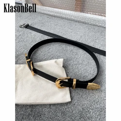 Ceinture en peau de vache pour femme, KlasonBell Fashion, noir, 6.5