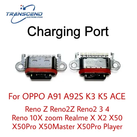 10-100PCS USB Connector Dock Plug Socket Charging Port for oppo A91 A92S K3 K5 ACE RENO Z 2Z 2 3 4 10X ZOOM REALME X2 X50 Parts