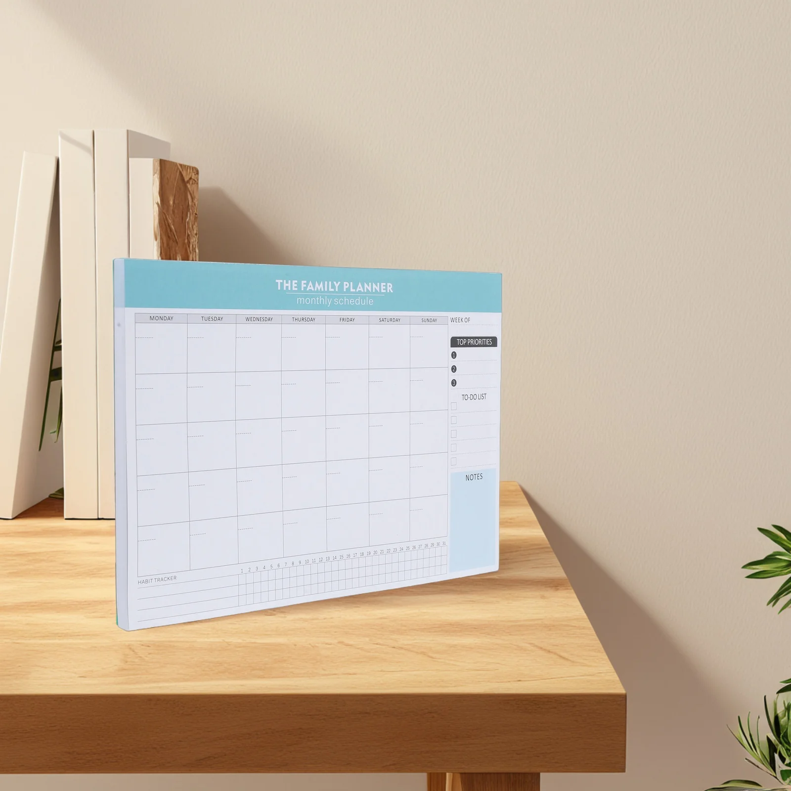 

Monthly Planner Notepad Undated Weekly Daily Calendar Writable Habit Tracker Task Checklist For Students Employees Blue Large