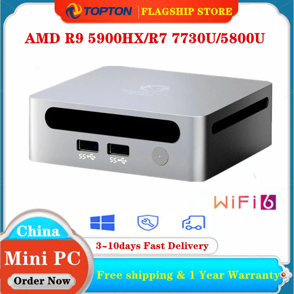 

2023 New Gaming Mini Computer AMD Ryzen 9 5900HX 7 7730U Windows 11 DDR4 3200MHz NVMe Mini Desktop PC NUC 3x4K HTPC WiFi6 BT5.2