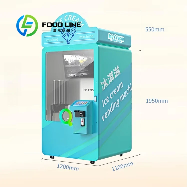 New Fashion  Automatic Self Service Coin Operated Ice Cream Vending Machine Robot Soft Ice Cream Vending Machine for Outdoor