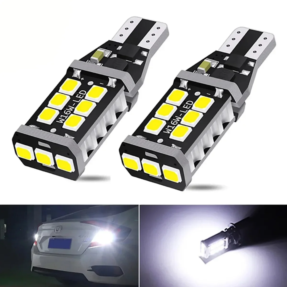 

Pop Direal 2 шт. T15 W16W Светодиодная лампа Canbus Super Bright 6500K Белый 2835 SMD 921 912 T16 902 Светодиодные фонари для заднего вида автомобиля