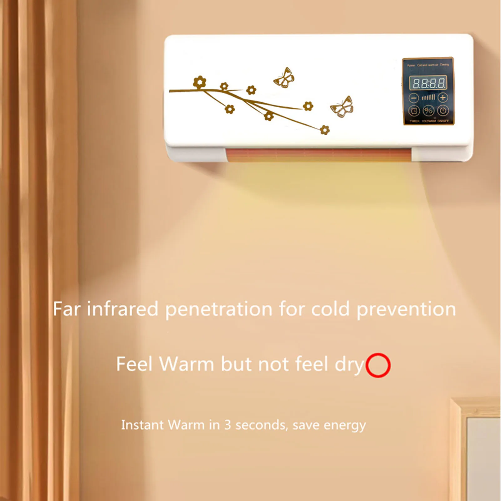 

Smart Electric Space Heater with Remote Control, Wall-Mounted Air Conditioner for Home,Energy-Efficient with Timer Function 220V