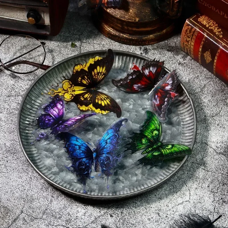 12Pcs Made Supplies Scrapbook Fantasy Handmade Material Dark Gothic Retro Paper Butterfly 171*103mm TZ2404BBH