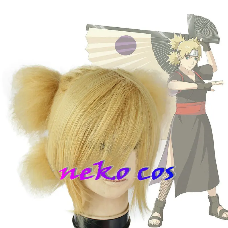 Anime Nin Ja Nara temari  Yellow Wig Cosplay Costume  Hair Wigs+Wig Cap