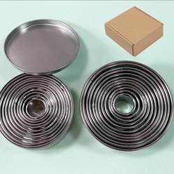 Round Cookie Mold Set Kitchen Cookie Cutter Baking Circle Pastry Mould Stainless Steel Dough Cutter Dumpling Skin Molds 11/12pcs