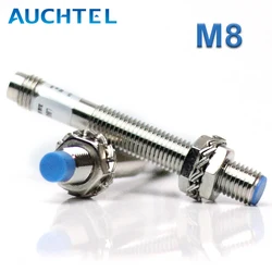 AUCHTEL IP65 M8 Inductance Proximity Sensor NPN PNP DC10-30V 3pin Connector Cylindrical Metal Approach Switch LJ8A3 Series