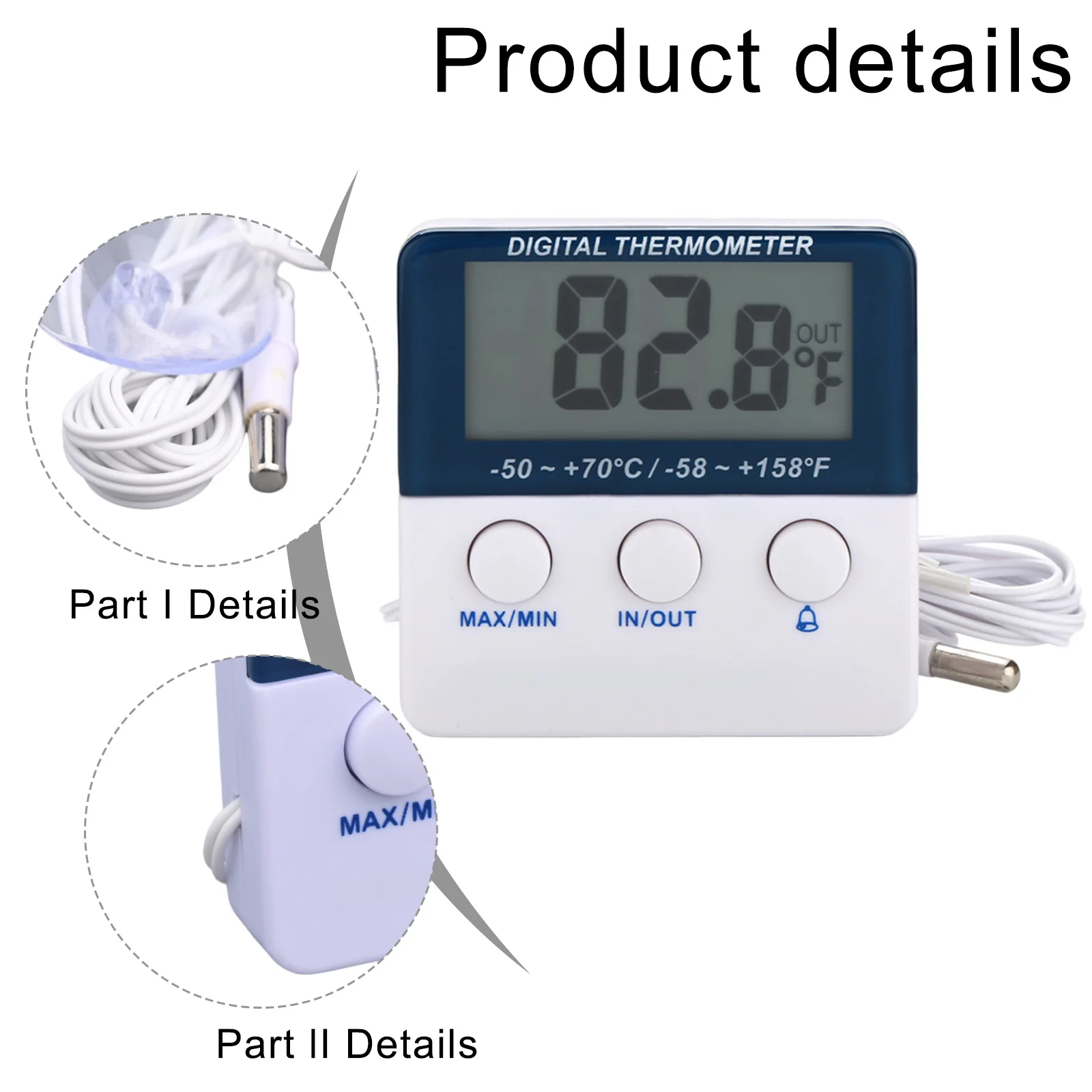 Prevent Food Spoilage Digital Fridge Thermometer Accurate Temperature Readings Compact Size Easy To Use Large Display