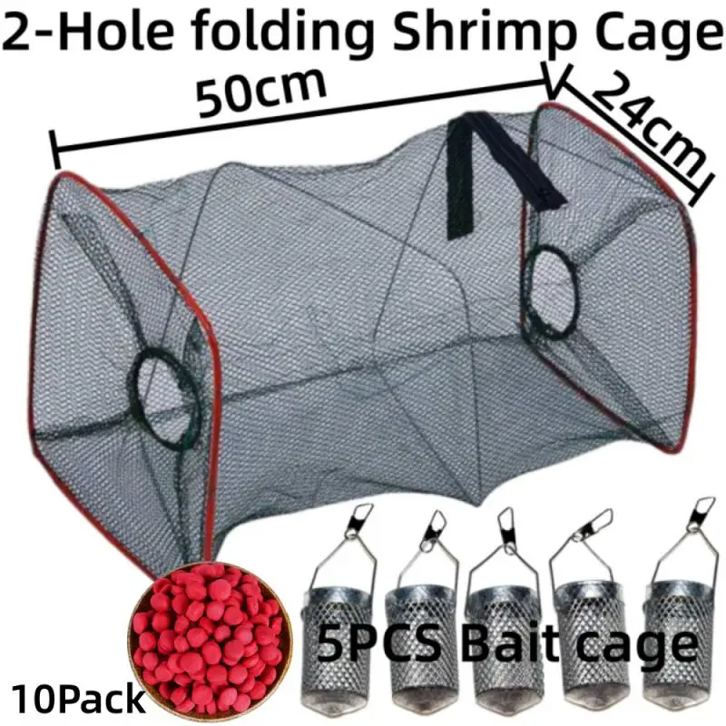 

Mesh Crab Fishing Net Crayfish Lobster Shrimp Prawn Hand Trap Foldable Fishing Network Trap Cage Random Color