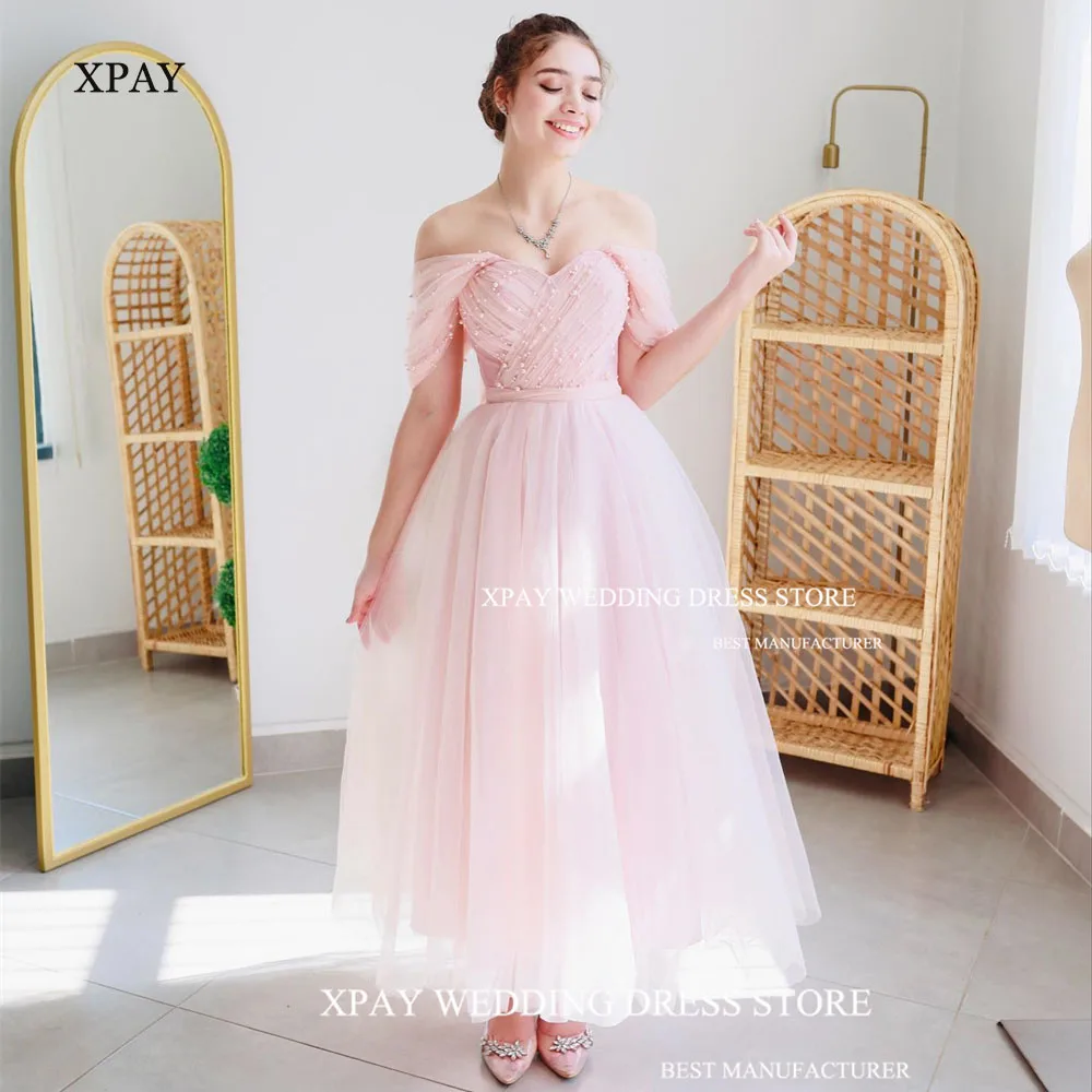 XPAY-Robe de Soirée de Forme Princesse Rose, Tenue de Bal Plissée, Dos aux, Longueur de Rinçage, Formelle