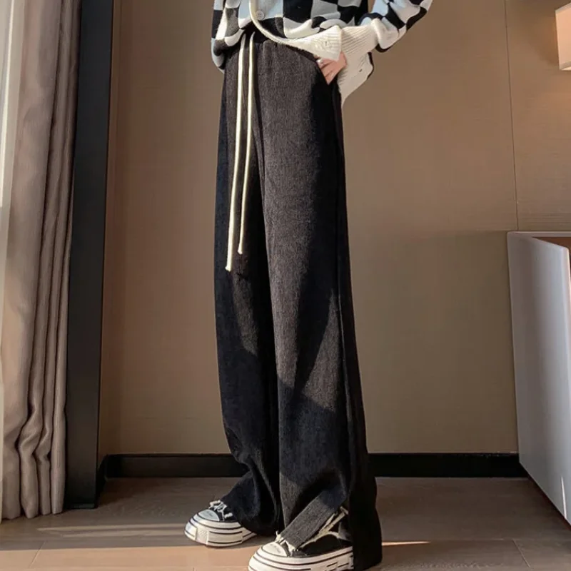 

Pants for Women Fluid High Waist Woman Trousers Straight Leg Casual Slacks Quality One Size Outfits Elastic Original Harajuku G