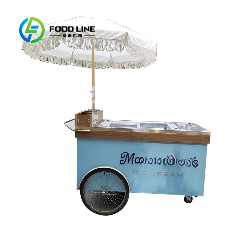 Customized Mobile Ice Cream Hand Push Cart Commercial Vending Cart with Best Price for Street Business