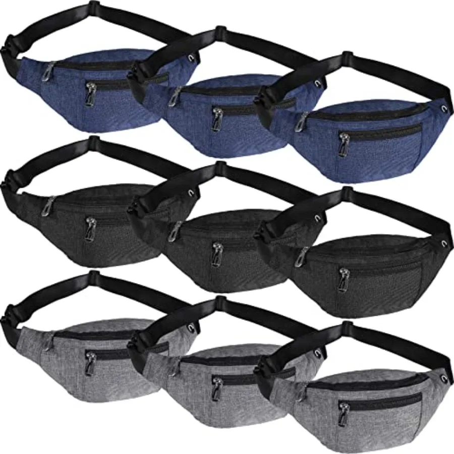 

9 Pcs Fanny Pack Bulk for Women Men with Adjustable Strap Waterproof Waist Packs for Travel Hiking Cycling Running Outdoor Spor