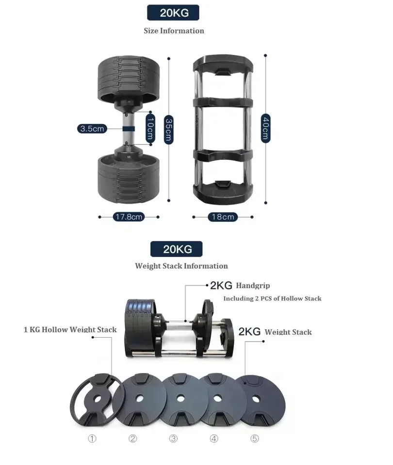 2024 New free weight fitness dumbbell 24kg 36kg black adjustable weights dumbbell set 40kg dumbbells rack