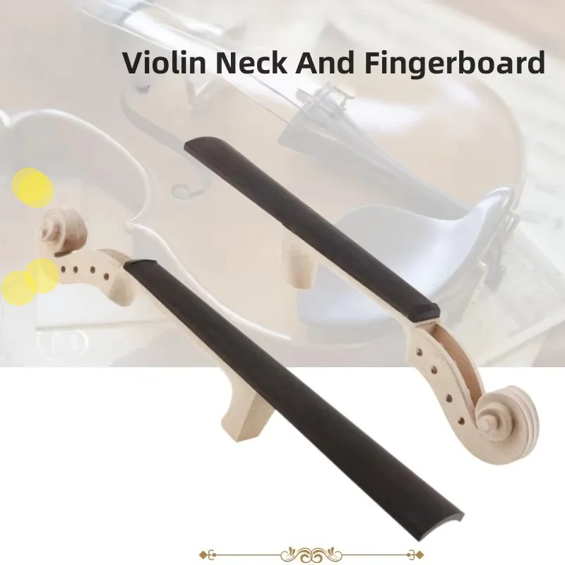 Unfinished 4/4 Size Maple Violin Neck Ebony Fingerboard Violin Diy Kit With Hand Carved Scroll