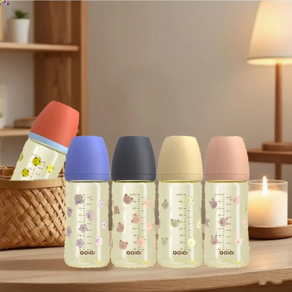 سيليكون الحلمة 270 مللي زجاجة رضاعة للأطفال الغذاء الصف PP زجاجة حليب الأطفال الرضع حديثي الولادة زجاجة رضاعة للأطفال مع مقبض أواني التغذية #4