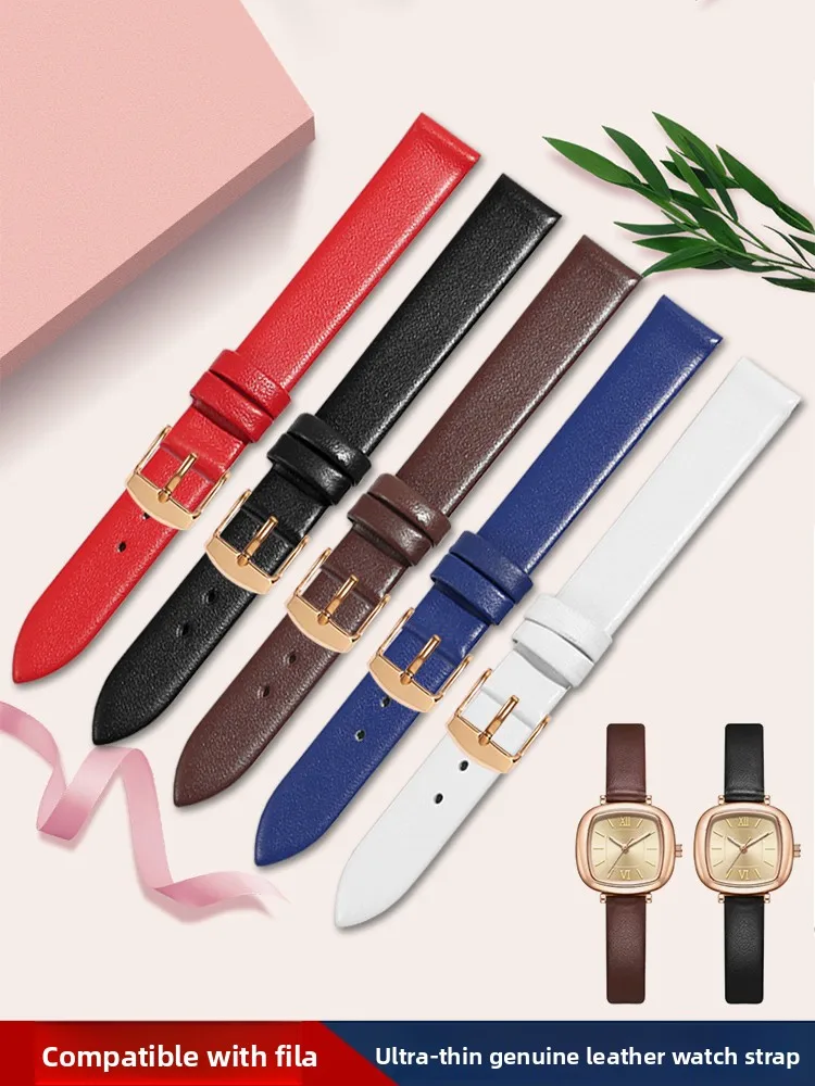 Thin Plain Leather Watch Strap for Women FILA 6072/6160/6264/6290/6572