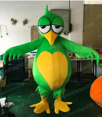 

New Adult Hot Sale Foam Halloween Green Parrot Bird Cartoon Mascot Costume Plush Christmas Fancy Dress Halloween Mascot Costume