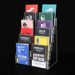 Acrylic Book Display Stand Desk Surface Storage Rack Newspaper and Magazine Placement Book Finishing Display Shelf 2-6 Tier