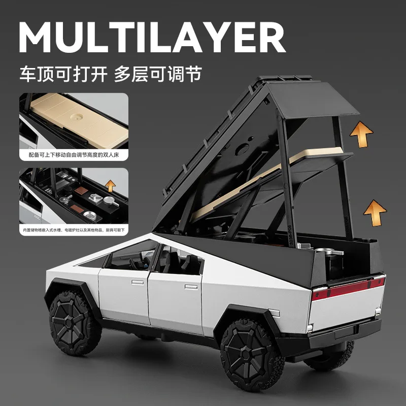 1:32 بيك اب التخييم RV سيارة نموذج سبيكة معدنية دييكاست ضوء الصوت هدية مع الأولاد جمع سيارة لعبة مجسمة الهدايا