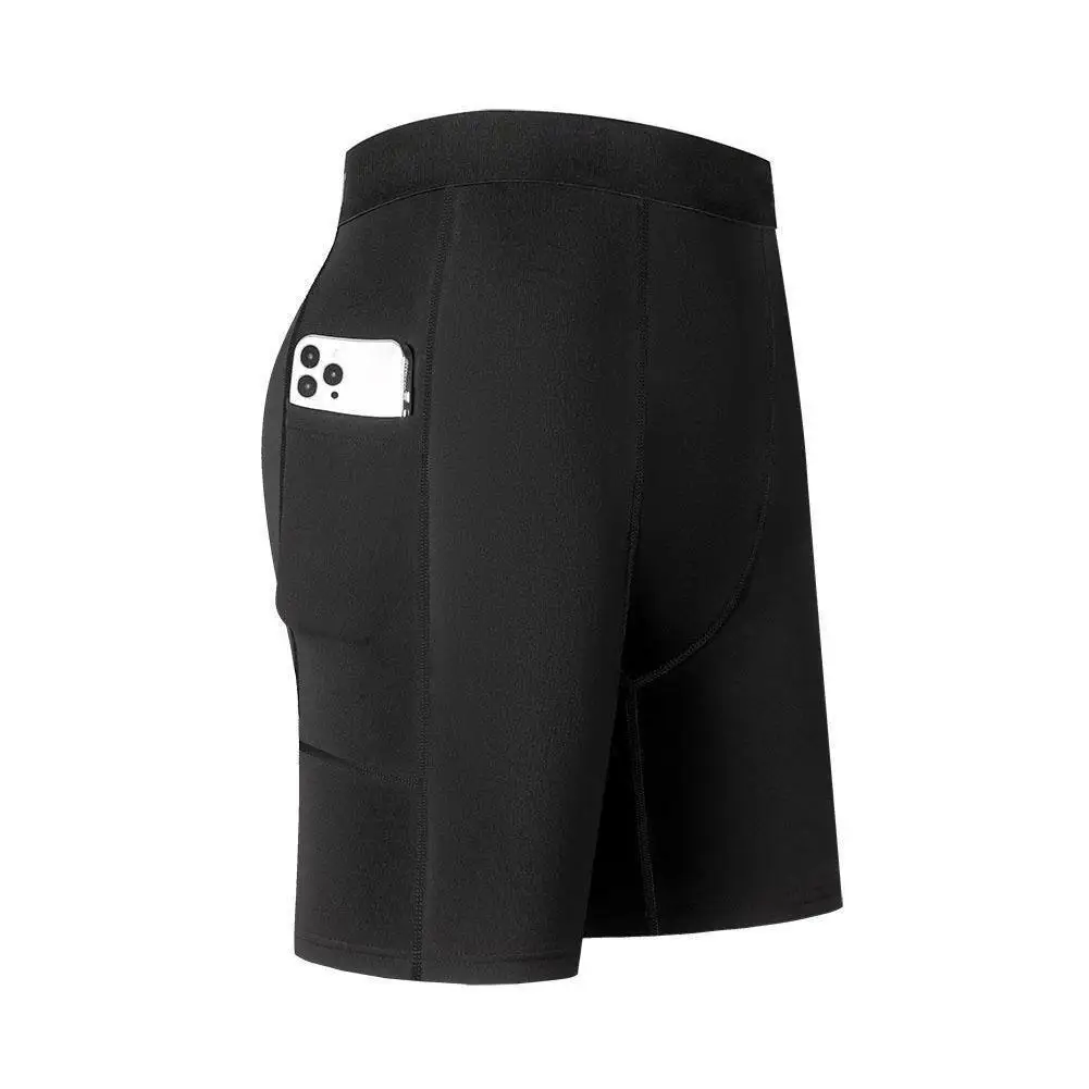 AliExpress NONE Men‘s Compression Short Pants Elastic Quick Dry Running Fitness Shorts With Pocket Big Size Black Tight Gym Training Pants