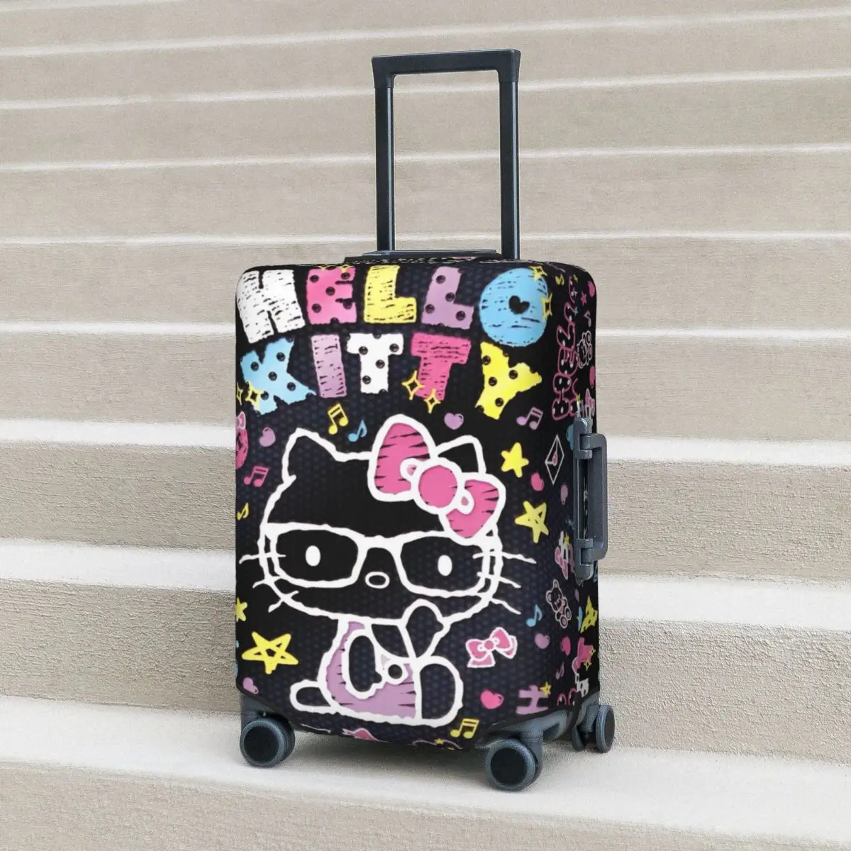 غطاء حقيبة هالو كيتي جرافيتي، غطاء حماية لرحلة الرحلات البحرية، حقيبة أمتعة مرنة للعطلات